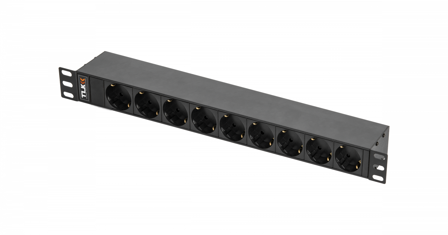 Все TLK RSC09-MF-01-BK Блок электрических розеток 19" 9 гнезд Schuko, 10 A, горизонтальный видеонаблюдения в магазине Vidos Group