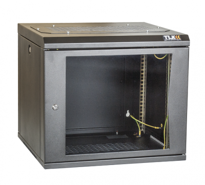TLK TWI-096060-R-G-BK Настенный разборный шкаф 19" стеклянная дверь, Ш600хВ436хГ600мм