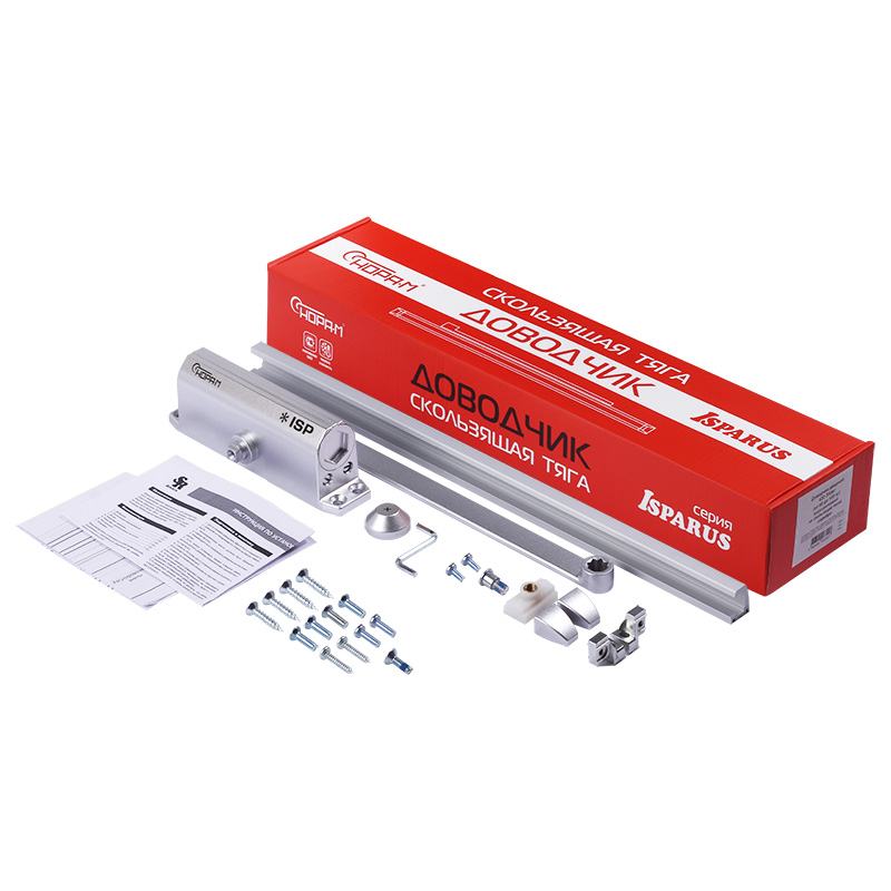 Доводчик ISPARUS 430 Slider (от 40 до 100 кг) (серебро) морозостойкий со скользящей тягой 18776