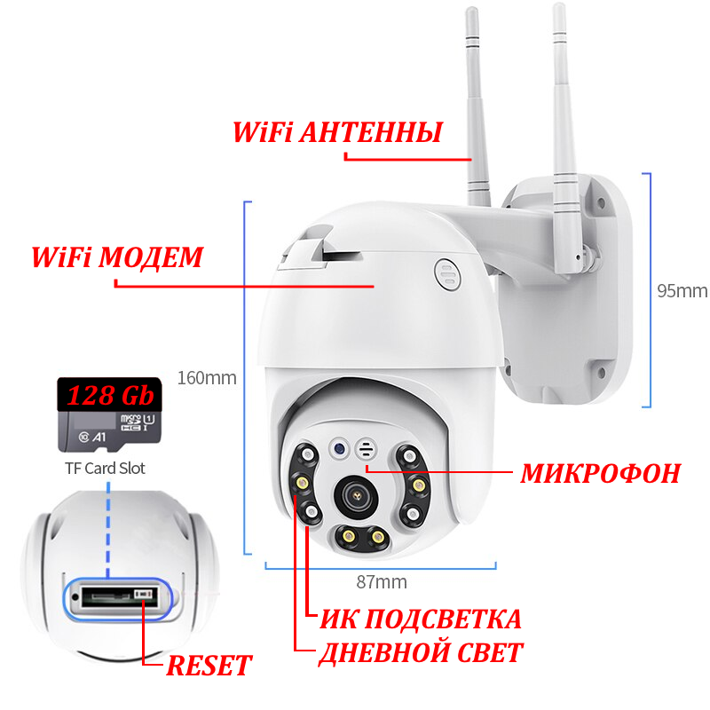 Все VIGUARD A7 WiFi поворотная камера 4Mp видеонаблюдения в магазине Vidos Group