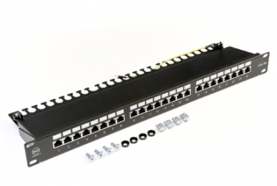 MR-PP01-011-24 Патч-панель 19"(1U), 24 порта RJ-45 полностью экранированная, категория 5e, Dual IDC 