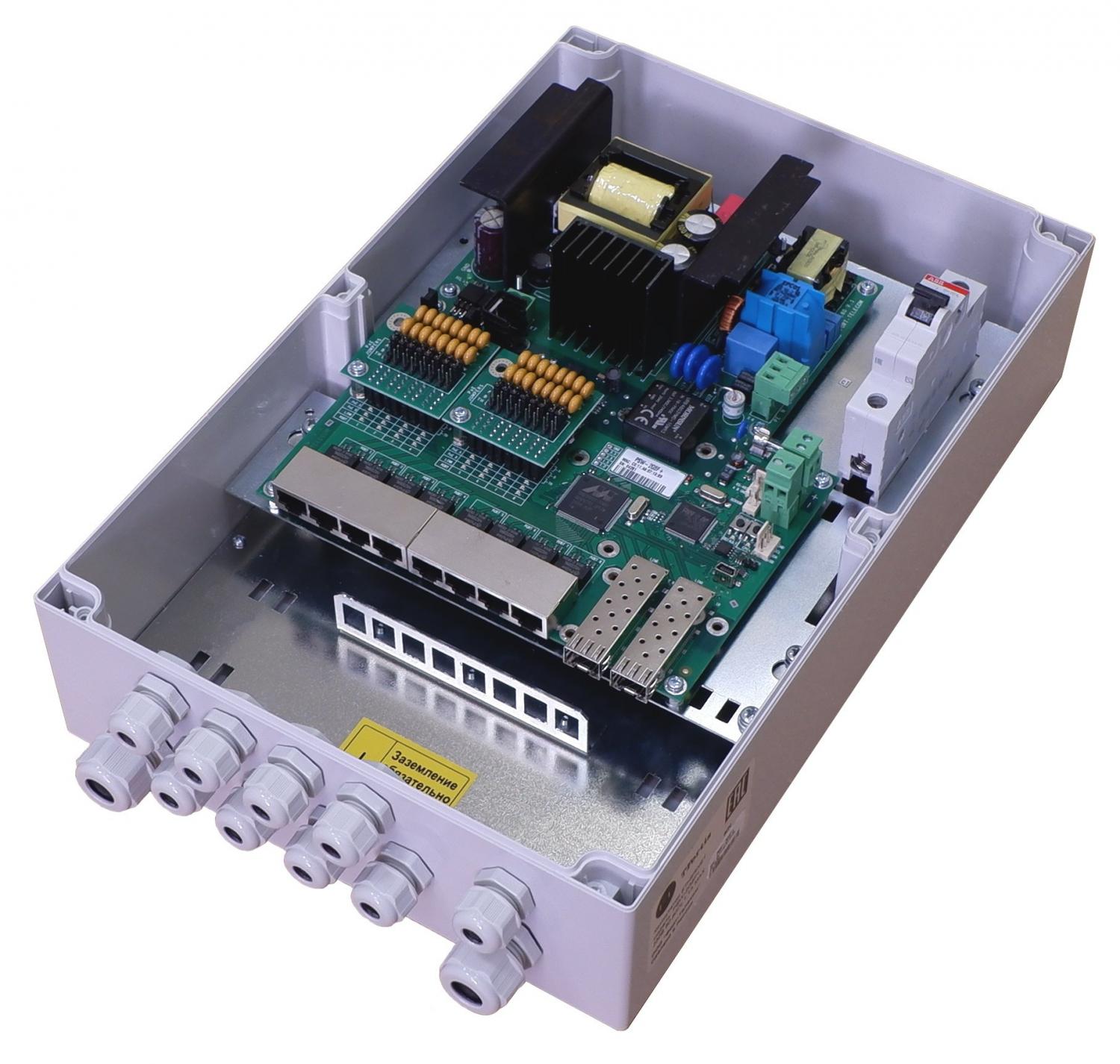 TFortis PSW-2G8F+ • 10 портовый уличный узел связи