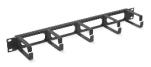 MR-CO-1U-R-BK Кабельный органайзер горизонтальный 19" 1U, 5 колец, металлический, цвет черный (RAL90