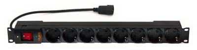 TLK RS08P2-BK Блок электрических розеток TLK, 19" на 8 гнезд с фильтром, 10А