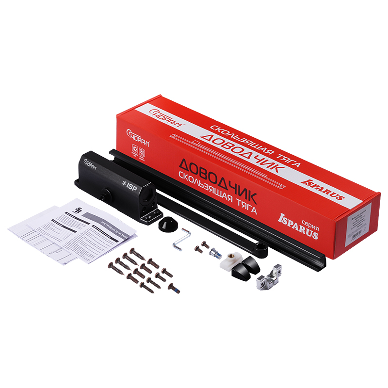 Доводчик ISPARUS 440 Slider (от 70 до 130 кг) (черный) морозостойкий со скользящей тягой 18946