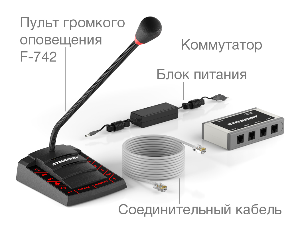 Все Пульт громкого оповещения F-742 Stelberry видеонаблюдения в магазине Vidos Group