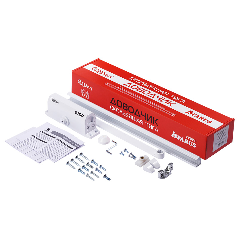 Доводчик ISPARUS 440 Slider (от 70 до 130 кг) (белый) морозостойкий со скользящей тягой 18781